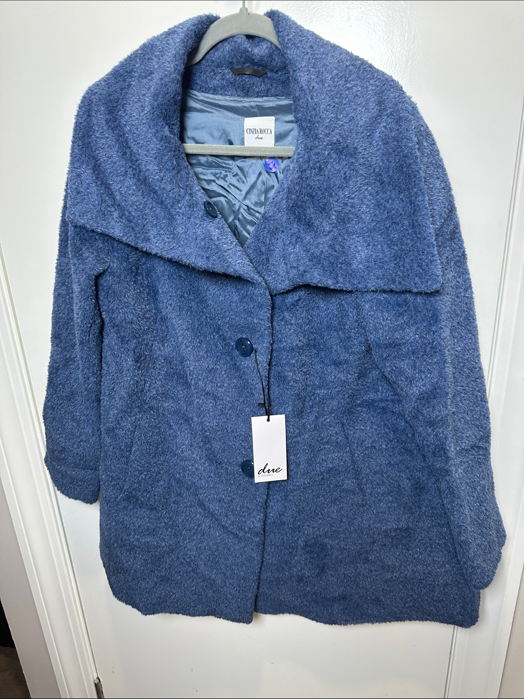 Cinzia Rocca Icons Plush Teddy Coat In Blue (003)